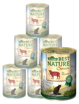 Produktbild von Dehner Best Nature Katzenfutter Senior, Nassfutter, für ältere Katzen, Lamm, 6 x 400 g Dose (2.4 kg)