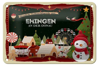 Produktbild von Blechschild Weihnachten Grüße EHINGEN AN DER DONAU Geschenk  18x12cm