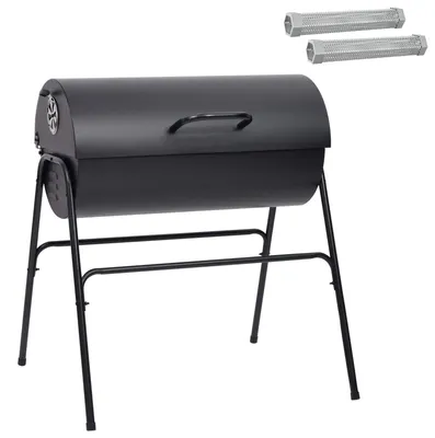 Image de vidaXL Barbecue avec 2 grilles de cuisson, 3 pièces, 80 x 73 x 90 cm, métal, noir