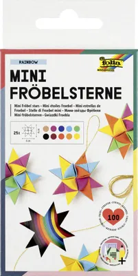 Produktbild von folia 1295 - Papierstreifen für MINI Fröbelsterne, 100 Streifen, 25 Sterne, Rainbow