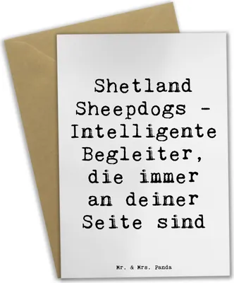 Produktbild von Mr. & Mrs. Panda Klappkarte Spruch Shetland Sheepdog Freund - Weiß - Geschenk, einladungskarten, Hunderassen, Glückwunschkarte, Charakter, weihnachtskarten, loyale Hunde