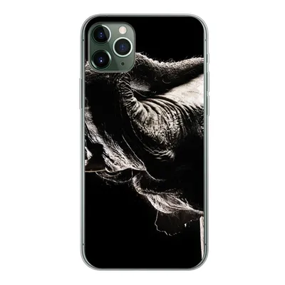 Produktbild von MuchoWow® Handyhülle Schutzhülle Hülle für iPhone 11 Pro Max Elefant - Schwarz - Tiere - Porträt Silikon Softcase Handy Hülle - Schutz
