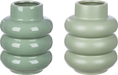Produktbild von Gilde Vase, "Rim", Keramik, grün, VE 4, 2fach sortiert, H. 20 cm, D. 15 cm