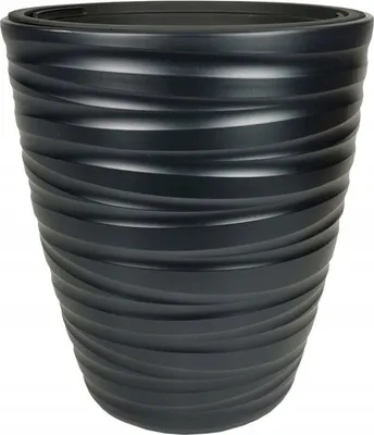 Obrázek produktu pro Labyrint 37 cm antracitový kulatý květináč s imitací kamene