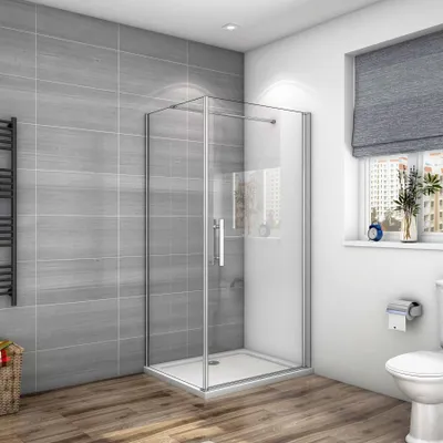 Produktbild von BxT: 70x70cm Duschkabine Duschabtrennung Eckeinstieg Dusche Duschtür Duschwand 6mm NANO-Glas Höhe: 195cm & Stabilisator 90cm