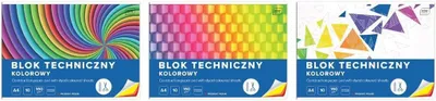 Zdjęcie produktu dla Blok techniczny A4 10 kartek kolorowy mix wzorów