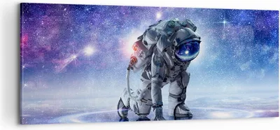Produktbild von Bild auf Leinwand - Leinwandbild - Kosmonaut Weltraum - 100x40cm - Wand Bild - Wanddeko - Leinwanddruck - Bilder - Kunstdruck - Wanddekoration - Leinwand bilder - Wandkunst - AB100x40-3985