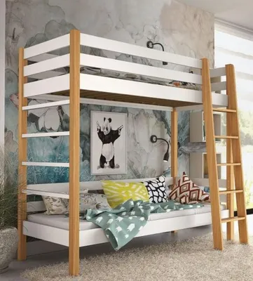 Produktbild von Etagenbett für Kinder 90x190 CORNA - Eiche/Weiß