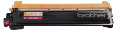 A Brother TN-230M Magenta toner cartridge.