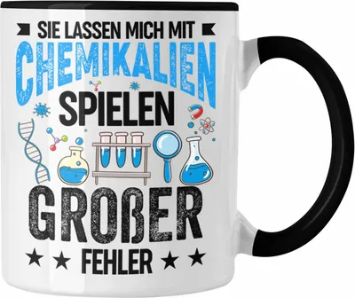 Produktbild von Trendation - Sie Lassen Mich Mich Chemikalien Spielen Tasse Geschenk für Chemiker Chemie-Lehrer Student  (Schwarz)