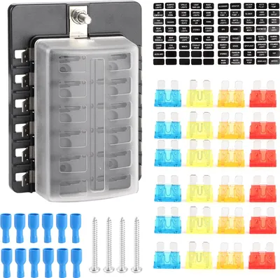 Produktbild von 12-Wege-Sicherungskasten-Set, Klingenblockhalter mit LED-Anzeige für Auto, LKW, Bus, Marine, Boot, Yacht