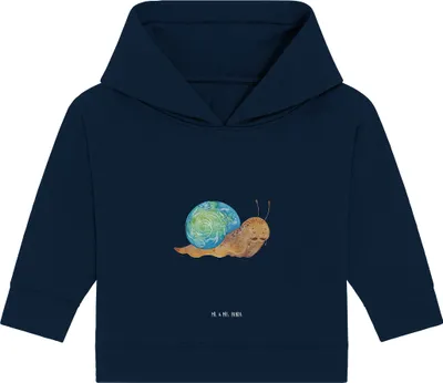 Produktbild von Mr. & Mrs. Panda Organic Baby Hoodie Schnecke Sir 12. - 18. Monat - French Navy - Geschenk, Weisheit, Kapuzensweatshirt, Lustige Sprüche, Lebenszeit, Zeit nehmen