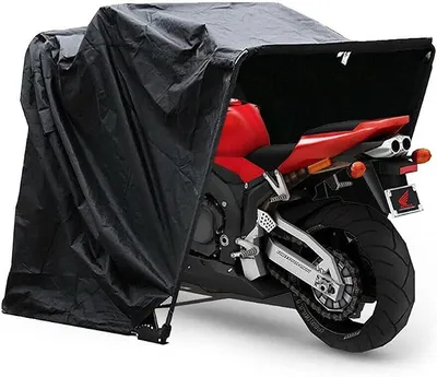 Produktbild von Motorrad Abdeckplane, Outdoor Motorradgarage Atmungsaktiv Wasserdicht Motorradabdeckung Motorradplane UV Beständiges Schutzhülle Faltzelt
