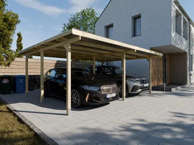 Produktbild von Holz-Doppelcarport EcoShield 595 x 495 cm, Fichte