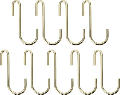 Immagine prodotto di Natural Goods Berlin GARD appendiabiti FLAT, appendiabiti a S, appendiabiti per barre e modanature piatte, oro, 9 pezzi