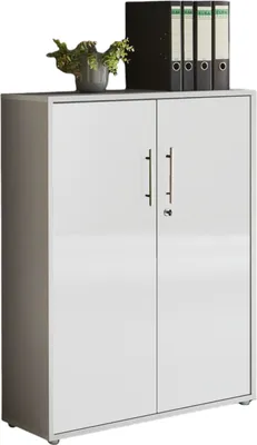 Produktbild von Aktenschrank TABOR niedrig in lichtgrau / weiß Hochglanz