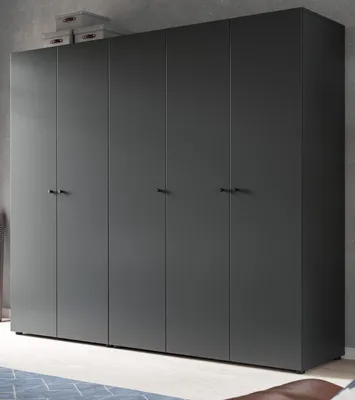 Produktbild von Kleiderschrank "Carter" in grau Drehtürenschrank 5-türig 200 x 176 cm