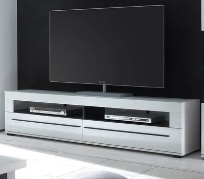Produktbild von TV-Lowboard "Design-D" in Hochglanz weiß TV-Unterteil 180 x 47 cm