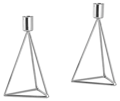 Produktbild von ECHTWERK 2-teiliges Teelicht-/ Kerzenhalter Set "Modern Small", Silber-Edition, 9,5 x 9,5 x 16,5 cm