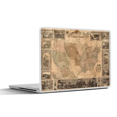 Produktbild von MuchoWow® Laptop Aufkleber Sticker Cover Karte - Vintage - Amerika 32.5x23.5 cm - Sticker für Laptop - Selbstklebend