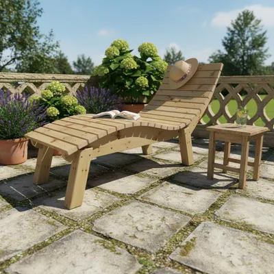 Produktbild von Gartenliege Relaxliege "Liege-Franzi" (Zirbe) Breite 70cm Einstiegshöhe 50cm mit Füßen