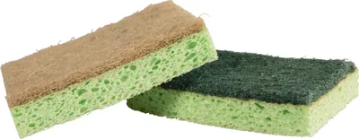 Produktbild von Reinigungsschwamm 6,5 x 1,8 x 9,8 cm (B x H x T) Zellulose/Agave/Recycling-PET Fasern/Mineralkrner hellgrn/beige 2 St./Pack.