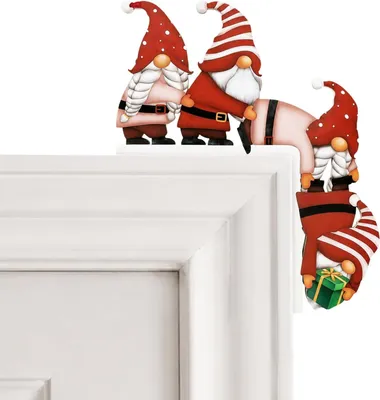 Produktbild von 2 Stück Weihnachtsdeko Türrahmen mit Rundaufkleber,Wichtel Deko Holz