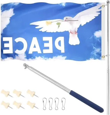 Image de Drapeau de la paix pour les colombes, 150 x 90 cm, drapeau de jardin