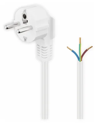 Image de Goobay 93977 Câble à contact de protection coudé à confectionner, 1,5 m, blanc, 1.5 m - fiche à contact de protection (type F, CEE 7/7) > extrémités de câble libres