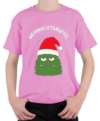 Produktbild von WEIHNACHTSMUFFEL Weihnachtsmonster Nikolausmütze sarkastisch Kinder T-Shirt, Pink, 128