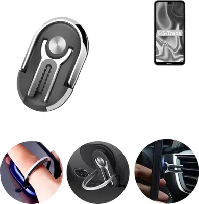 Produktbild von K-S-Trade 3in1 Smartphone-Ring Handy-Ring kompatibel mit HiSense Infinity E Max Fingerhalterung  Handyring Tischständer Lüftungsgitter-Halterung