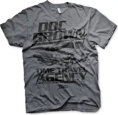 Produktbild von Doc Brown Time Travel Agency T-Shirt - Small - Dark-Heather
