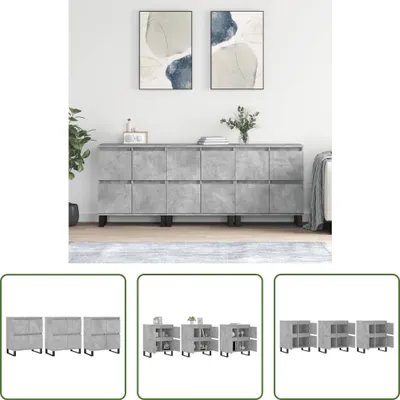 Produktbild von The Living Store Sideboards 3 Stk. Betongrau Holzwerkstoff
