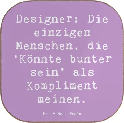 Produktbild von Mr. & Mrs. Panda Tischuntersetzer Spruch Designer Kompliment - Lavendeltraum - Geschenk, gläseruntersetzer, Coaster, Holzuntersetzer, Untersetzer für Gläser, Mode, Beruf