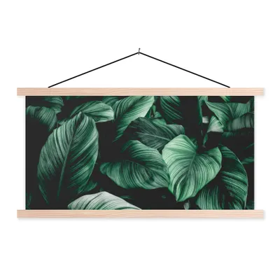 Produktbild von MuchoWow® Textilposter Dschungel - Blätter - Tropisch - Pflanzen - Natur 120x60 cm mit holzfarbenen Rahmen - Klemmleiste