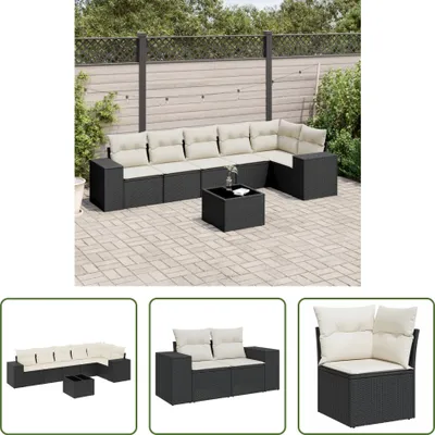 Produktbild von The Living Store 7-tlg. Garten-Sofagarnitur mit Kissen Schwarz Poly Rattan