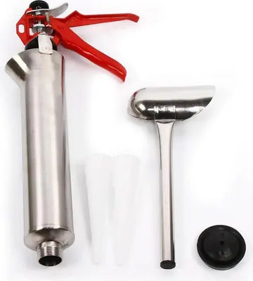 Produktbild von Mörtelspritze - Fugenpistole - 2 Düsen - Edelstahlgehäuse - 58×22 cm - Für Fliesenfugen - Silber
