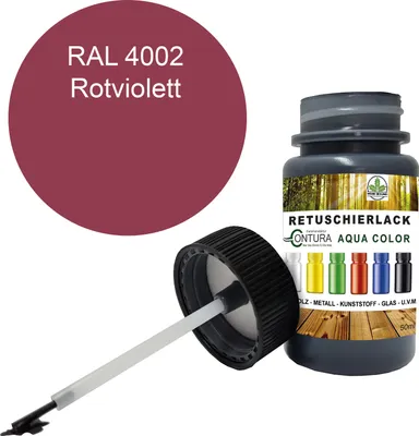 Produktbild von Reparaturlack Lackstift RAL Lack Pinselflasche 50ml. Farbe Holz Metall Möbel Auto Bad Retuschierlack - RAL 4002 Rotviolett