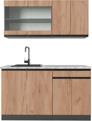 Obrázok produktu pre Jednolôžková kuchyňa Vicco R-Line Goldkraft dub/antracit 140 cm , AP Marble, Model 43187