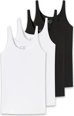 Produktbild von SCHIESSER Damen Trägertop, 4er Pack - Single Jersey, Serie 95/5, uni Schwarz/Weiß XL