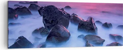 Produktbild von Bild auf Leinwand - Leinwandbild - Strand ufer wolken dämmerung - 140x50cm - Wand Bild - Wanddeko - Leinwanddruck - Bilder - Kunstdruck - Wanddekoration - Leinwand bilder - Wandkunst - AB140x50-2409