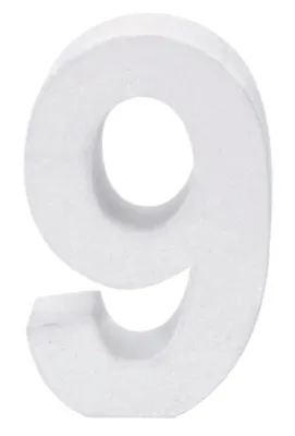 Produktbild von Papp Zahl 9 weiss 10 x 3,5cm