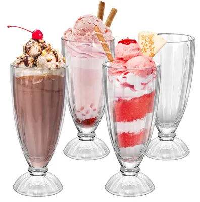 Eisbecher aus Glas, 4er-Set, 350 ml, spülmaschinengeeignet
