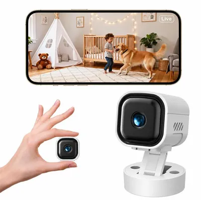 Produktbild von Mini WLAN Kamera, 1080 x 720 HD Überwachungskamera mit Bewegungserkennung, IR-Nachtsicht, App-Fernzugriff, 2,4 GHz