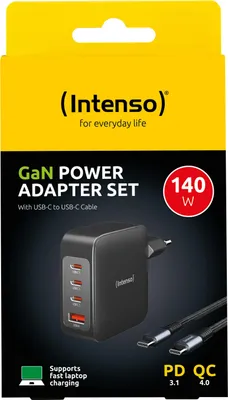 Productafbeelding van Intenso 7814010 Intenso W140A3C + C520C USB-C Kabel GaN-Ladeadapter weiß, 140 Watt