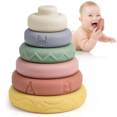 Stapelturm und Sortierspielzeug - Silikon Spielzeug für Babys von 1 bis 4 Jahren