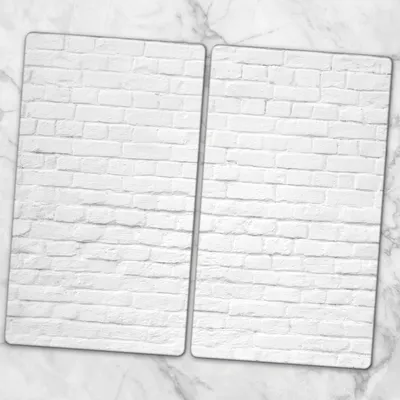 Produktbild von Glas-Herdabdeckplatten Glaskeramikkochfeld-Abdeckung Spritzschutz Glas 2x30x52 cm - Weißer Ziegel
