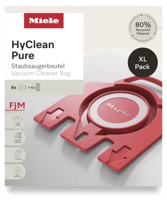 Produktbild von Miele FJM XL HyClean Pure, Staubsaugerbeutel, Zylinderform, für Miele Staubsauger der Serien Complete C1, Compact C1, Compact C2, S6, S4, 12 Stück, 8 Stück