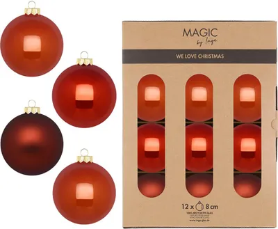 Produktbild von Weihnachtskugeln Glas 8cm 12 Stück - Warm Terracotta