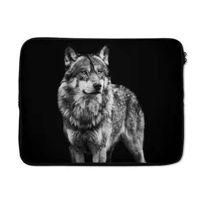 Produktbild von MuchoWow® Laptop Hülle 17 Zoll Laptoptasche Wolf - Tiere - Wild - Schwarz - Weiß - Zipper - Schutzabdeckung